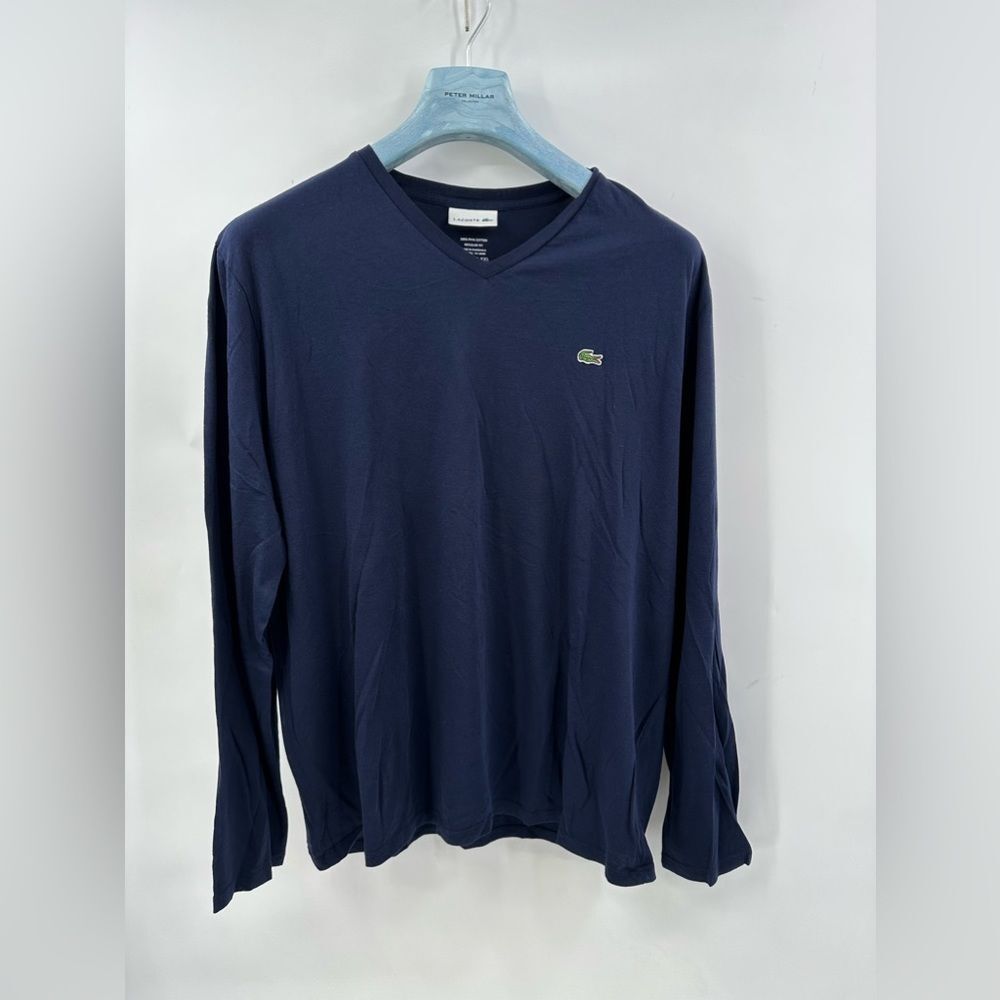 Lacoste Navy Blue long-sleeve V-neck shirt 2XL (T-1)